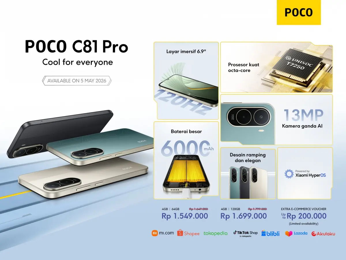 Cool buat Semua! POCO C81 Pro Resmi Meluncur di Indonesia, Harga Cuma 1,5 Jutaan dengan Baterai Monster
