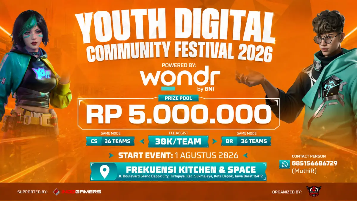 Youth Digital Community Festival 2026 by wondr by BNI Siap Digelar di Depok, Turnamen FF Berhadiah Jutaan Rupiah