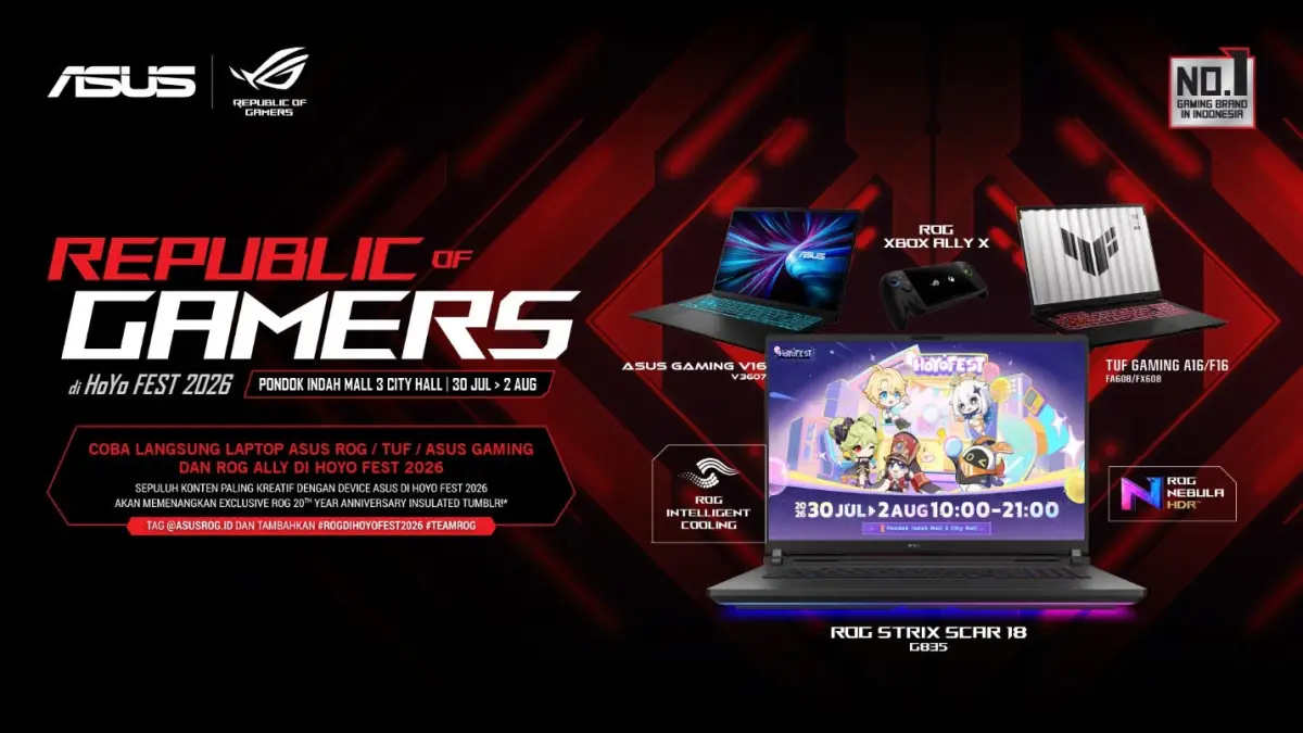 ASUS ROG Hadir di HoYo FEST 2026, Bawa Ragam Perangkat Gaming Canggih dan Aktivitas Berhadiah Menarik!